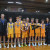 Concordia's Middle boys' basketball team holding the trophy and flag from the SAAS Championship